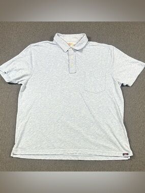 Faherty Men's Blue Heathered Short Sleeve Polo Golf Shirt Size XL Chest Pocket
